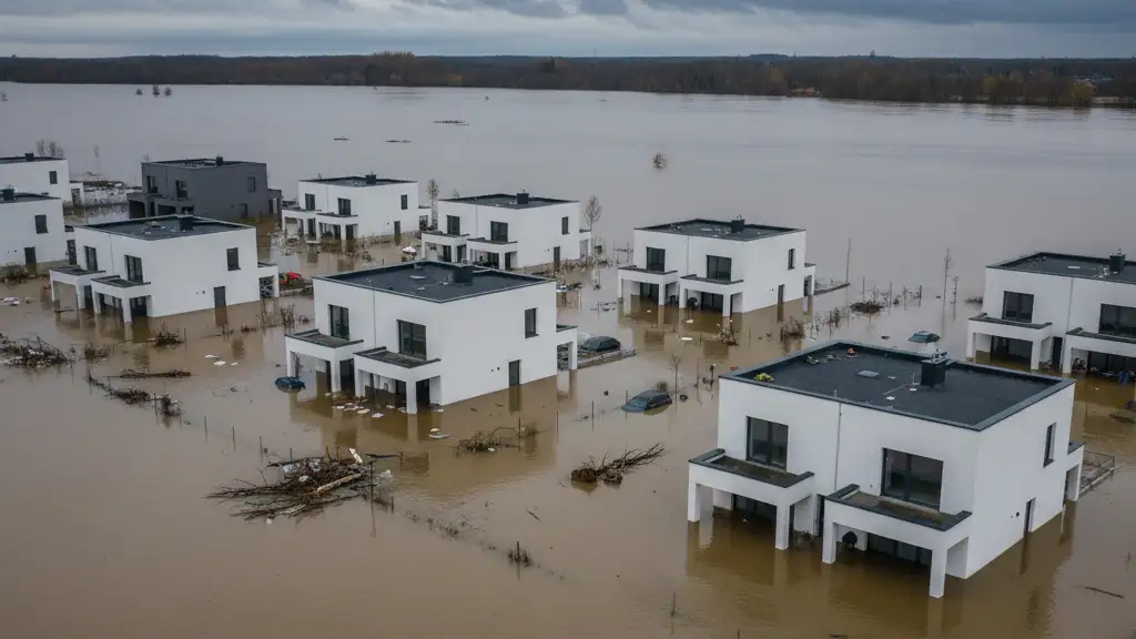 Entreprise de drone : constat aérien d'une zone résidentielle inondée pour expertise assuranc