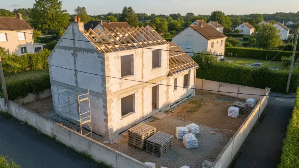 Entreprise de drone : suivi d'avancement d'un chantier de construction de maison individuelle
