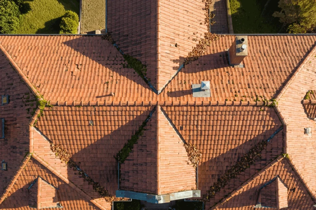 vue aérienne en top shoot d'une grande maison de luxe