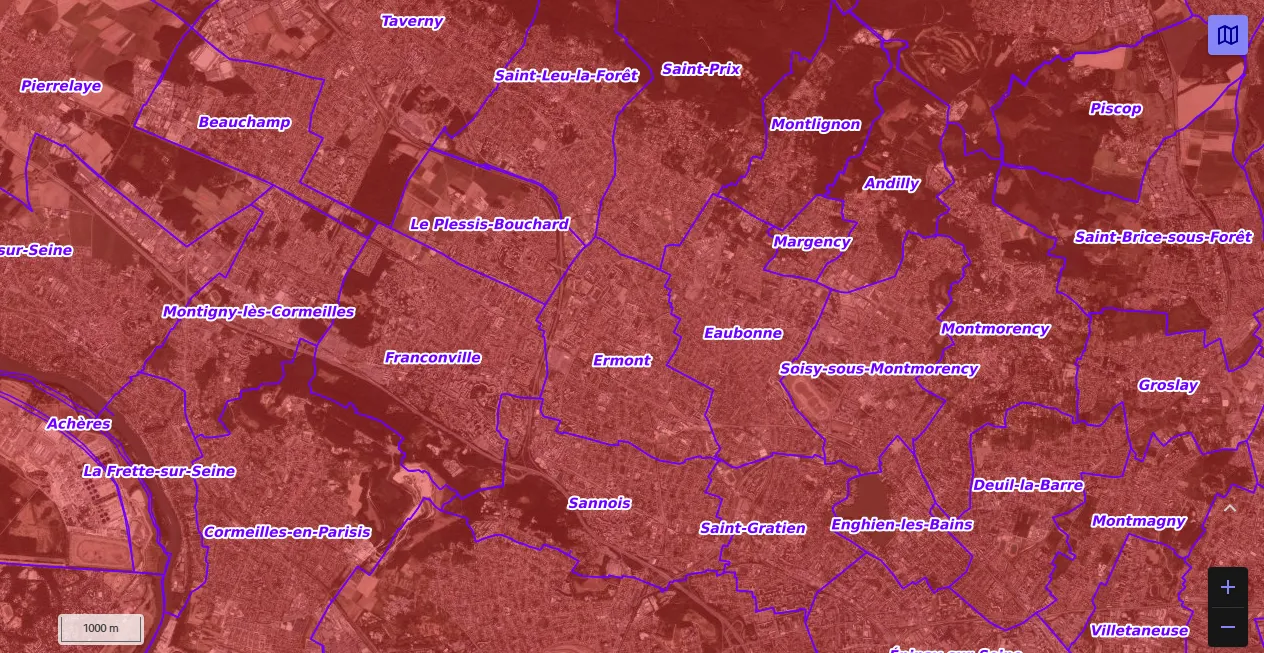 Carte de restriction drone du site cartes gouv pour la ville de Ermont